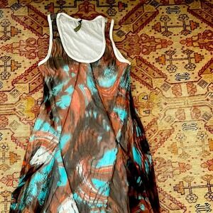 Inizio printed blue red midi dress medium